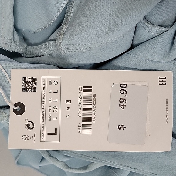 Zara Flowy Pastel Light Blue Midi Dress  Size Large NWT - Picture 11 of 13